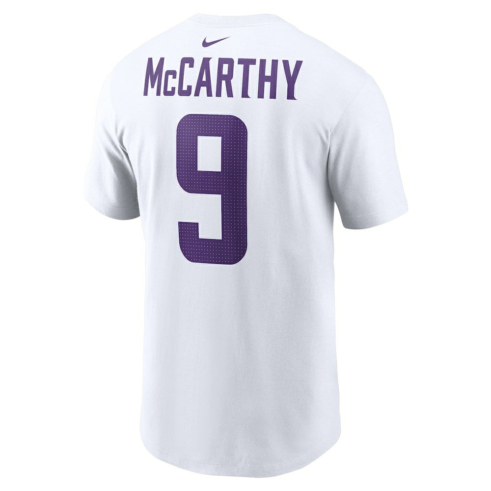 J.J. McCarthy Minnesota Vikings Player Name & Number T-Shirt White