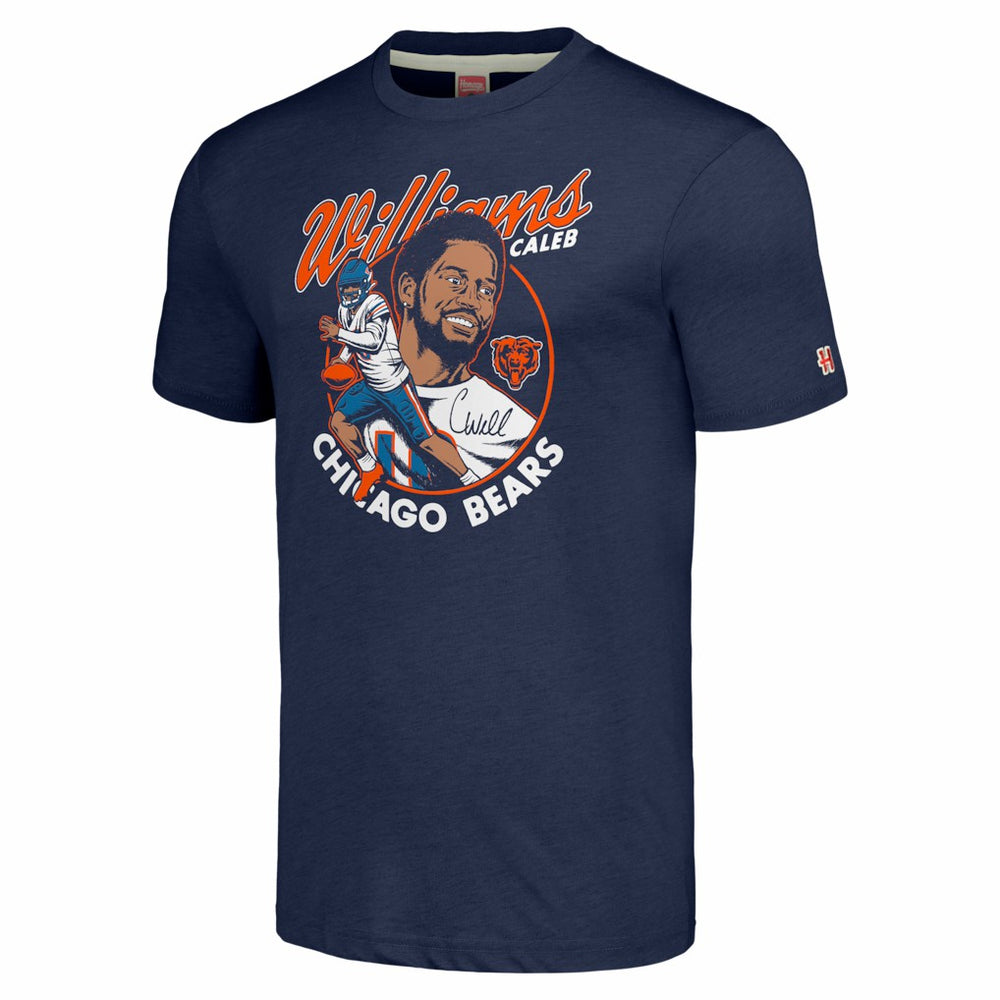 Caleb Williams Chicago Bears Homage Unisex Caricature Player Tri-Blend T-Shirt Navy