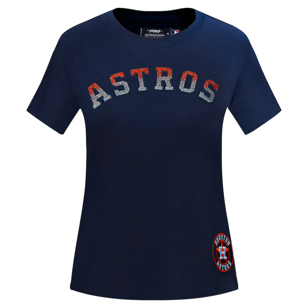 Houston Astros Pro Standard Women's Rhinestone Slim Fit T-Shirt - Navy T-shirts