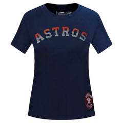 Houston Astros Pro Standard Women's Rhinestone Slim Fit T-Shirt - Navy T-shirts