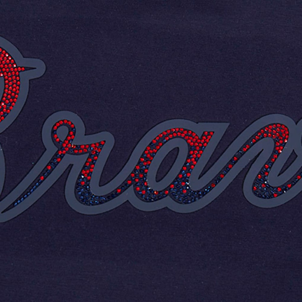 Atlanta Braves Pro Standard Women's Rhinestone Slim Fit T-Shirt - Navy T-shirts