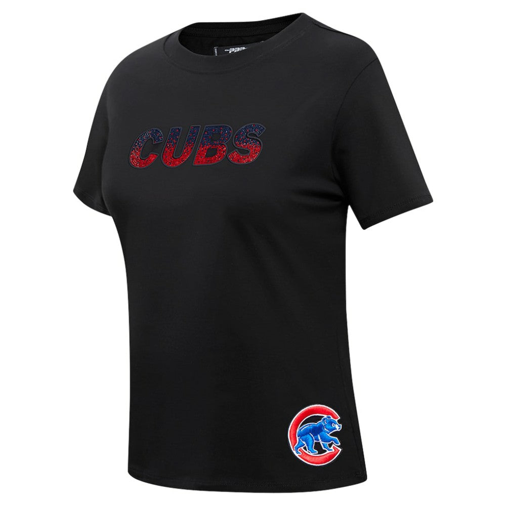 Chicago Cubs Pro Standard Women's Rhinestone Slim Fit T-Shirt - Black T-shirts