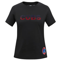 Chicago Cubs Pro Standard Women's Rhinestone Slim Fit T-Shirt - Black T-shirts