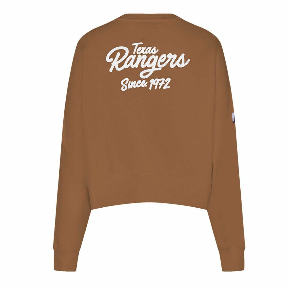 Texas Rangers Pro Standard Women's Paint The City Pullover Cropped Sweatshirt - Brown Pullover