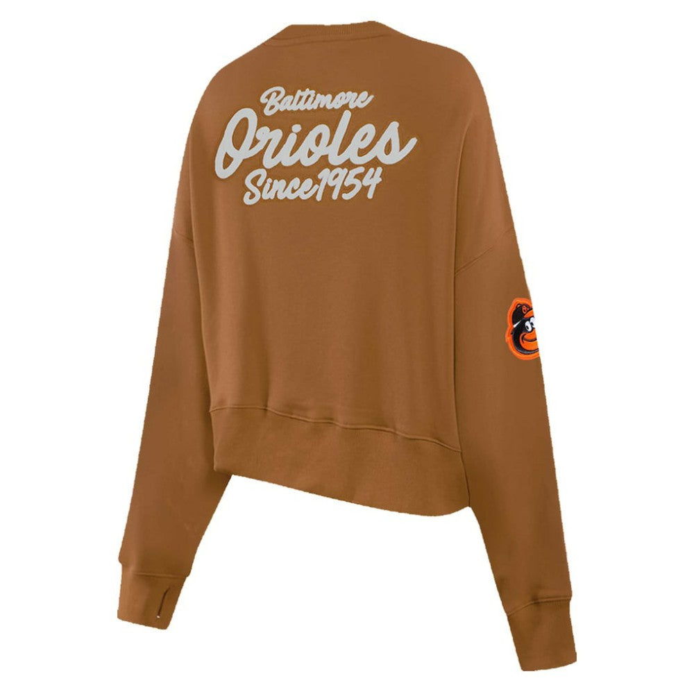 Baltimore Orioles Pro Standard Women's Paint The City Pullover Cropped Sweatshirt - Brown Pullover