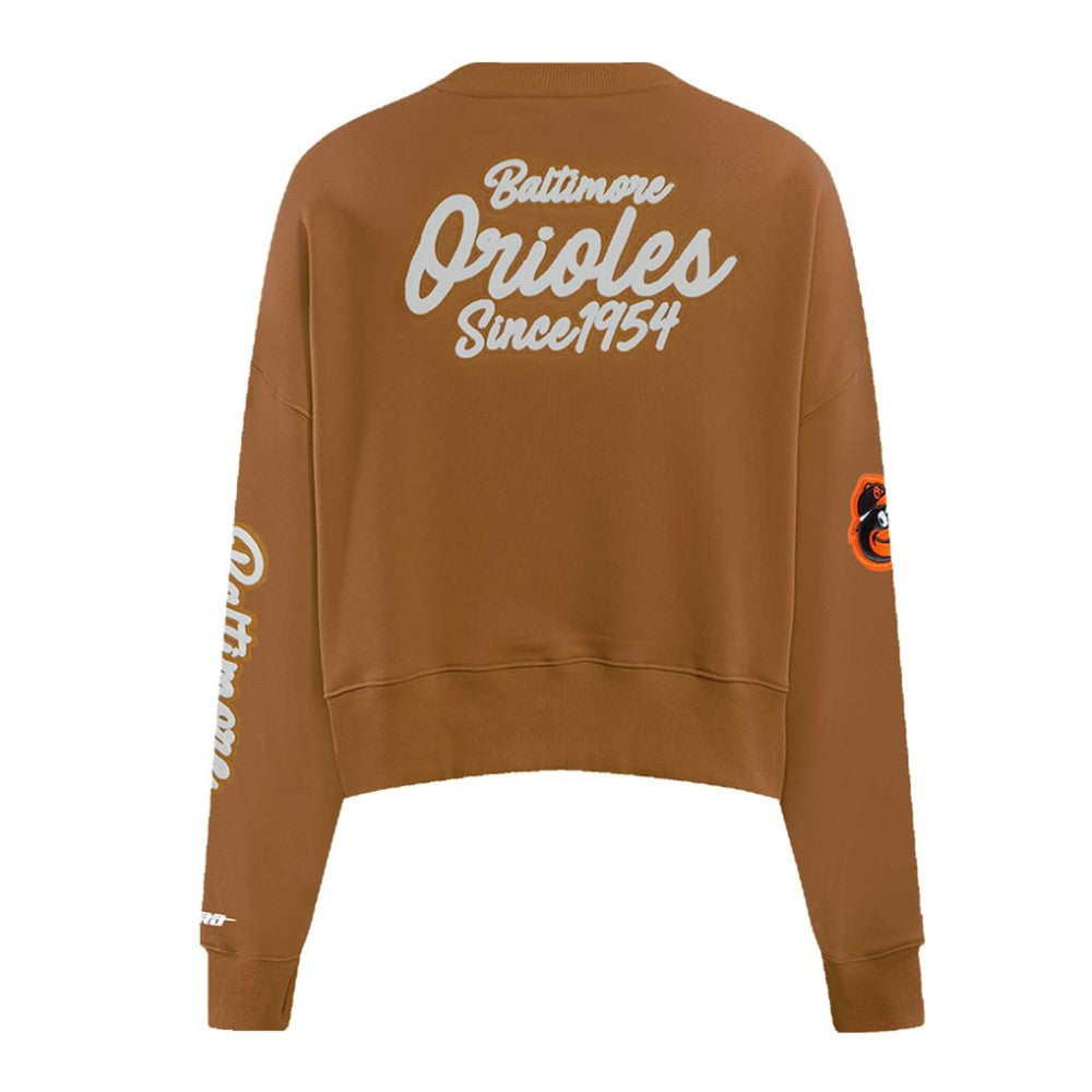 Baltimore Orioles Pro Standard Women's Paint The City Pullover Cropped Sweatshirt - Brown Pullover