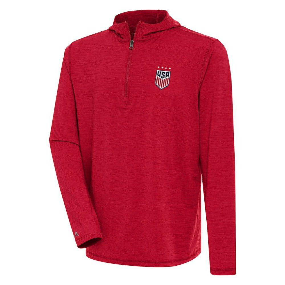 USWNT Antigua Tidy Quarter-Zip Hoodie Heather Red