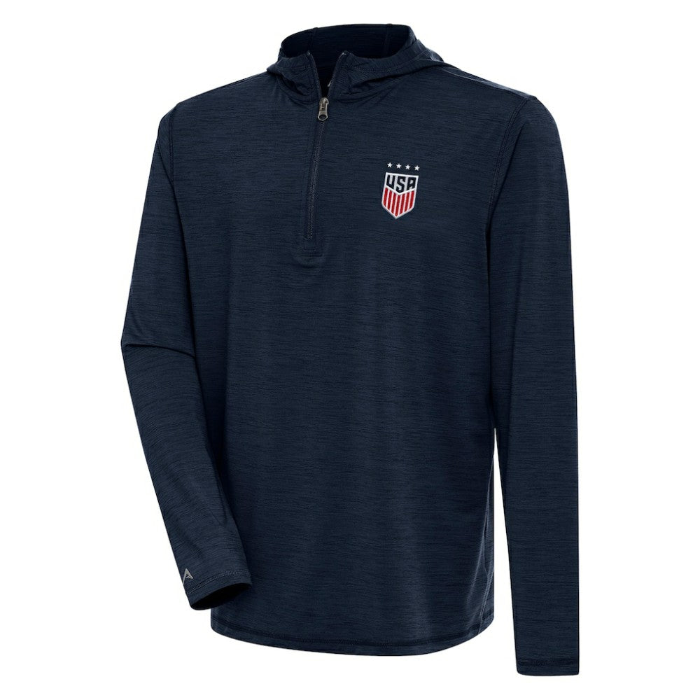 USWNT Antigua Tidy Quarter-Zip Hoodie Heather Navy