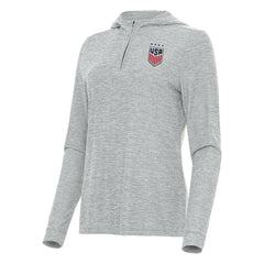 USWNT Antigua Women's Daybreak Quarter-Zip Hoodie Heather Gray shop