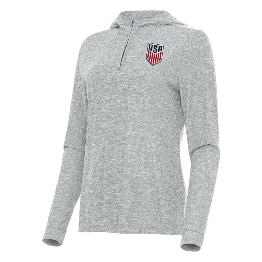 USMNT Antigua Women's Daybreak Quarter-Zip Hoodie Heather Gray shop
