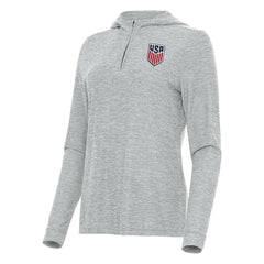 USMNT Antigua Women's Daybreak Quarter-Zip Hoodie Heather Gray shop