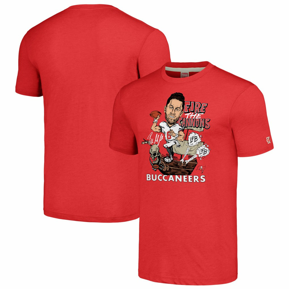 Baker Mayfield Tampa Bay Buccaneers Homage Unisex Caricature Player Graphic Tri-Blend T-Shirt Red