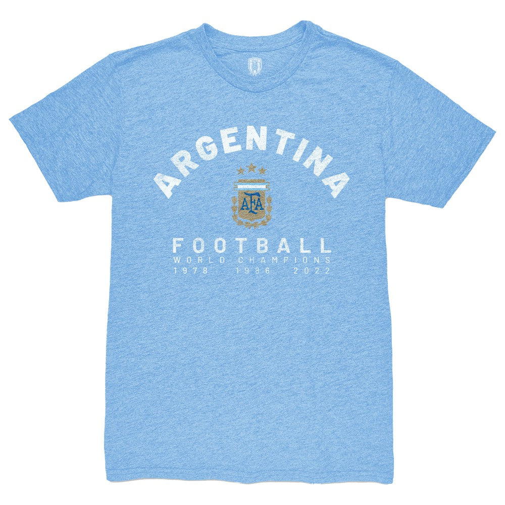 Argentina National Team 1863FC Three-Time World Champions Tri-Blend T-Shirt Light Blue