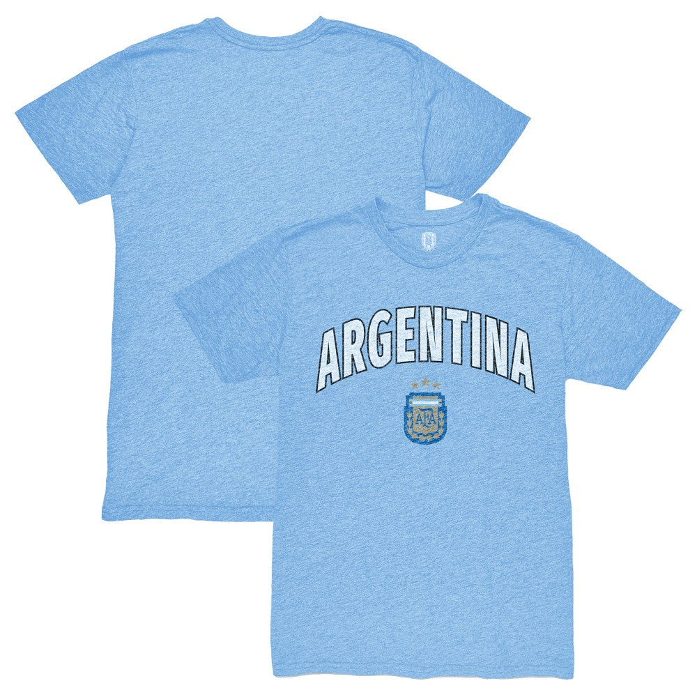 Argentina National Team 1863FC Retro Wordmark Tri-Blend T-Shirt Light Blue shop