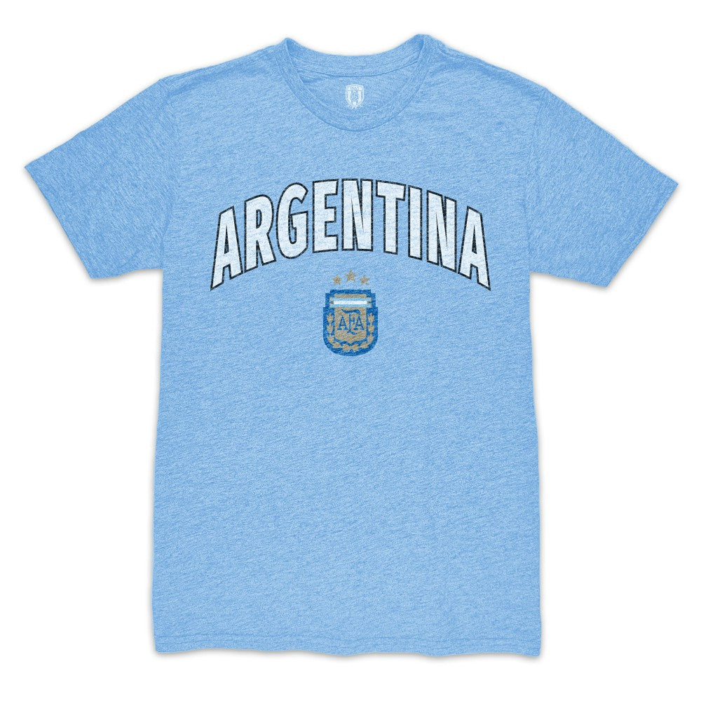Argentina National Team 1863FC Retro Wordmark Tri-Blend T-Shirt Light Blue shop