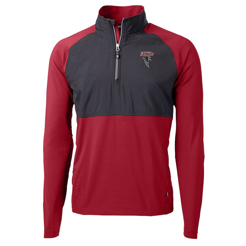 Atlanta Falcons Cutter & Buck Adapt Eco Knit Hybrid Recycled Raglan DryTec Quarter-Zip Top Red
