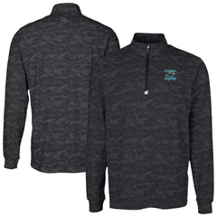 Carolina Panthers Cutter & Buck Traverse Camo Print Stretch DryTec Quarter-Zip Top Black