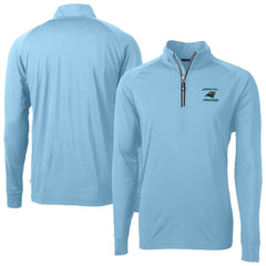 Carolina Panthers Cutter & Buck Adapt Eco Knit Stretch Recycled Raglan Quarter-Zip DryTec Top Light Blue