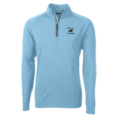 Carolina Panthers Cutter & Buck Adapt Eco Knit Stretch Recycled Raglan Quarter-Zip DryTec Top Light Blue