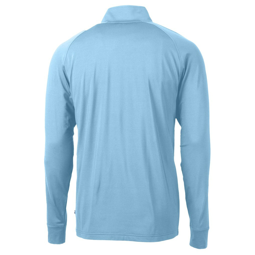 Carolina Panthers Cutter & Buck Adapt Eco Knit Stretch Recycled Raglan Quarter-Zip DryTec Top Light Blue