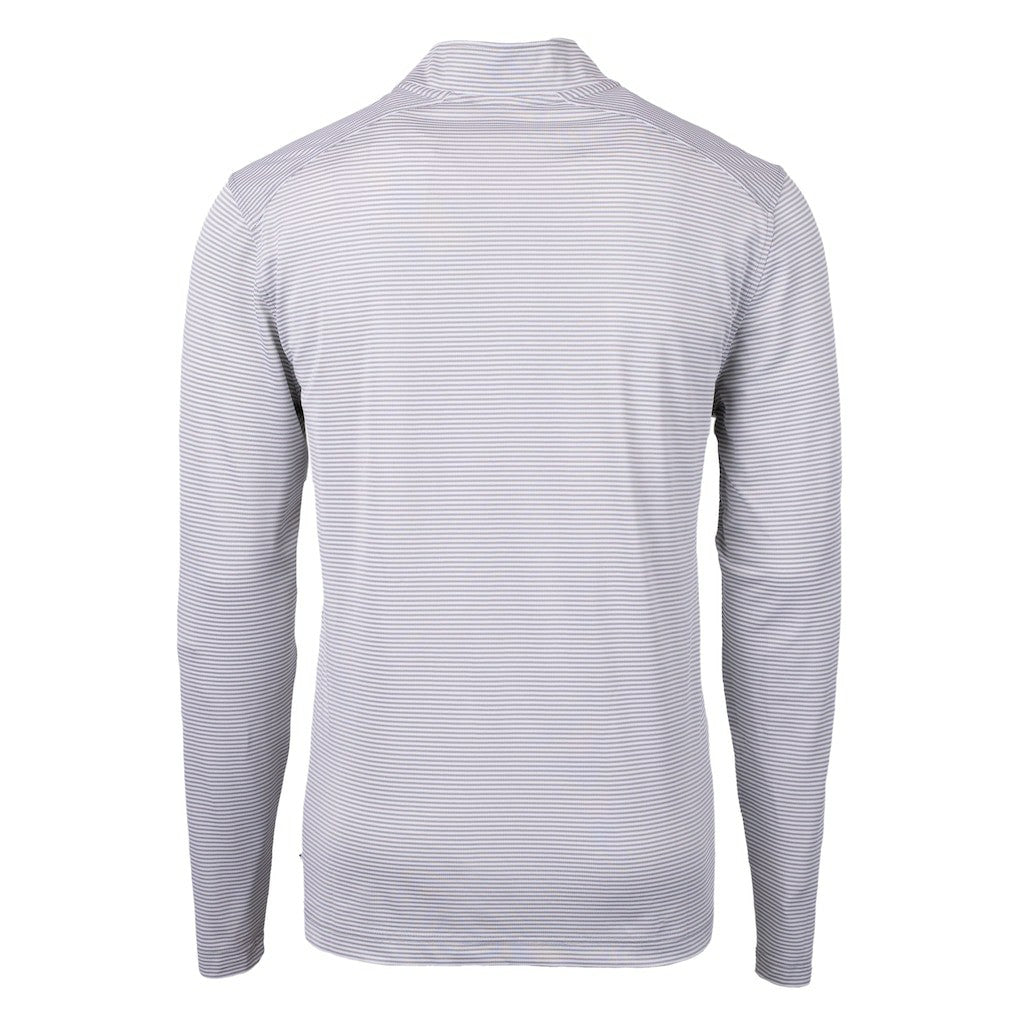 Carolina Panthers Cutter & Buck Virtue Eco Pique Micro Stripe Recycled Quarter-Zip Jacket Gray