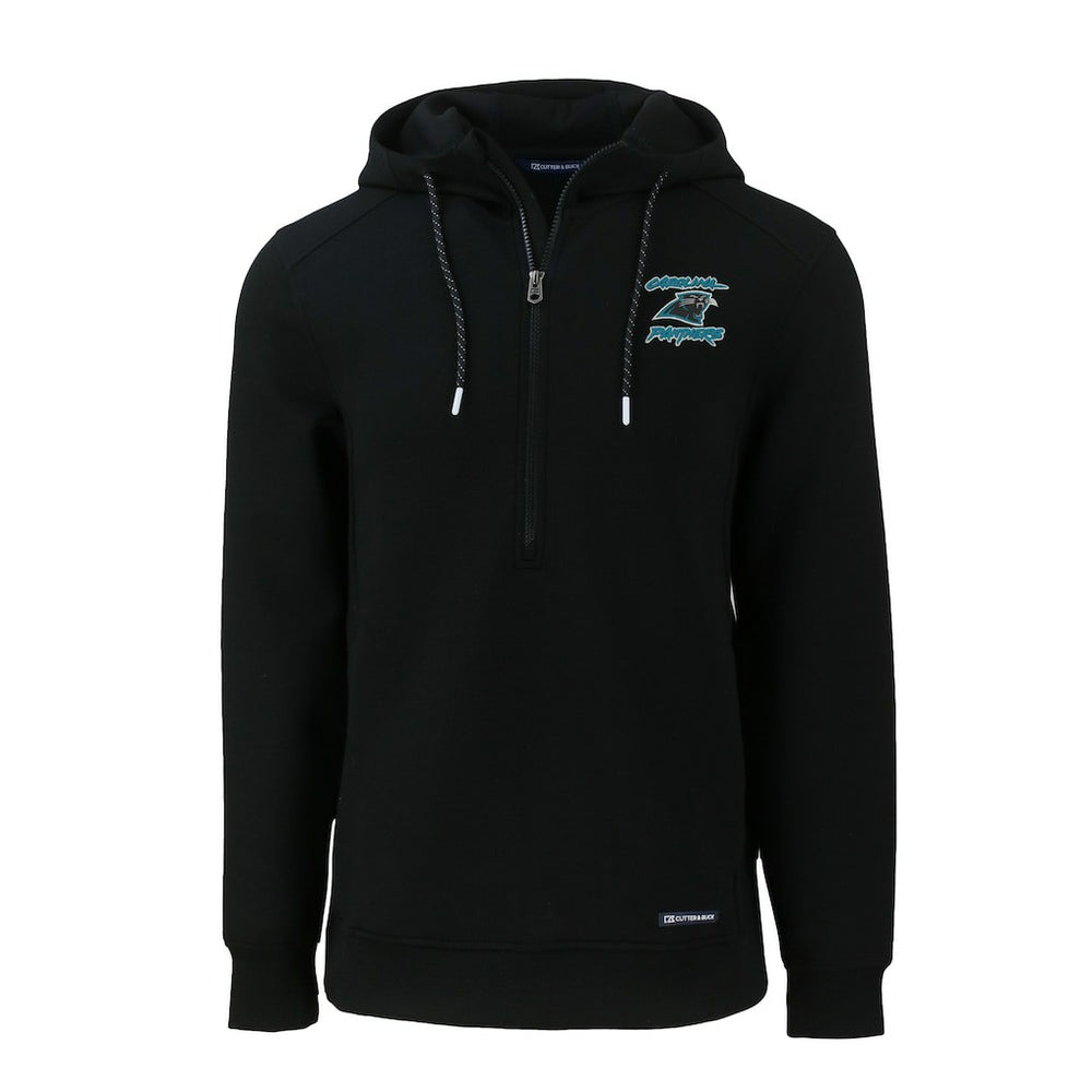 Carolina Panthers Cutter & Buck Roam Eco Recycled Half-Zip Hoodie Black