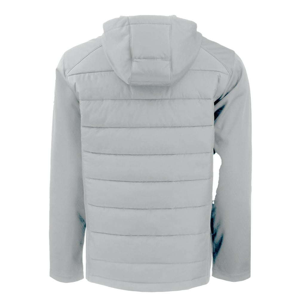 Atlanta Falcons Cutter & Buck Evoke Hybrid Eco Softshell Recycled Full-Zip Hoodie Jacket Light Gray