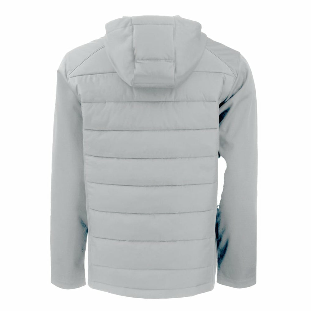Atlanta Falcons Cutter & Buck Evoke Hybrid Eco Softshell Recycled Full-Zip Hoodie Jacket Light Gray