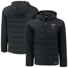 Atlanta Falcons Cutter & Buck Evoke Hybrid Eco Softshell Recycled Full-Zip Hoodie Jacket Black