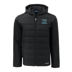 Carolina Panthers Cutter & Buck Evoke Hybrid Eco Softshell Recycled Full-Zip Hoodie Jacket Black