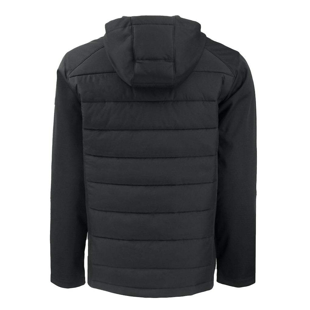 Carolina Panthers Cutter & Buck Evoke Hybrid Eco Softshell Recycled Full-Zip Hoodie Jacket Black