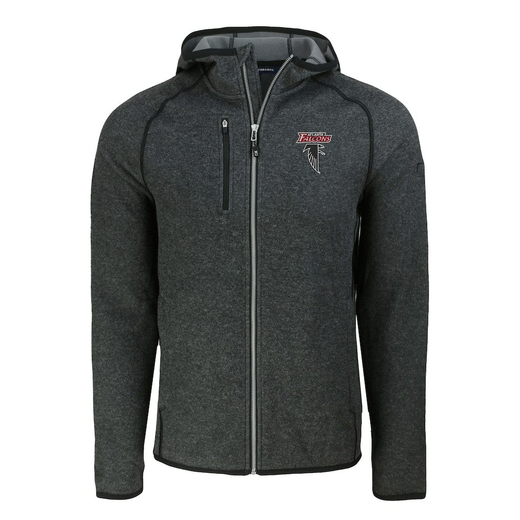 Atlanta Falcons Cutter & Buck Mainsail Hoodie Raglan Full-Zip Jacket Heather Charcoal