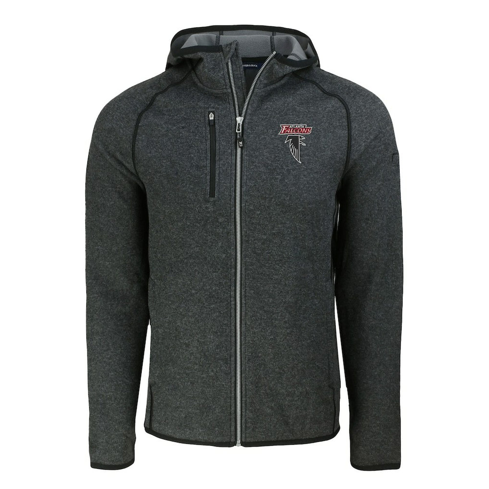 Atlanta Falcons Cutter & Buck Mainsail Hoodie Raglan Full-Zip Jacket Heather Charcoal