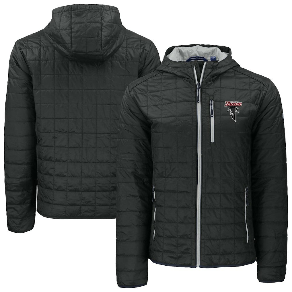 Atlanta Falcons Cutter & Buck Rainier PrimaLoft Eco Insulated Full-Zip Puffer Jacket Black