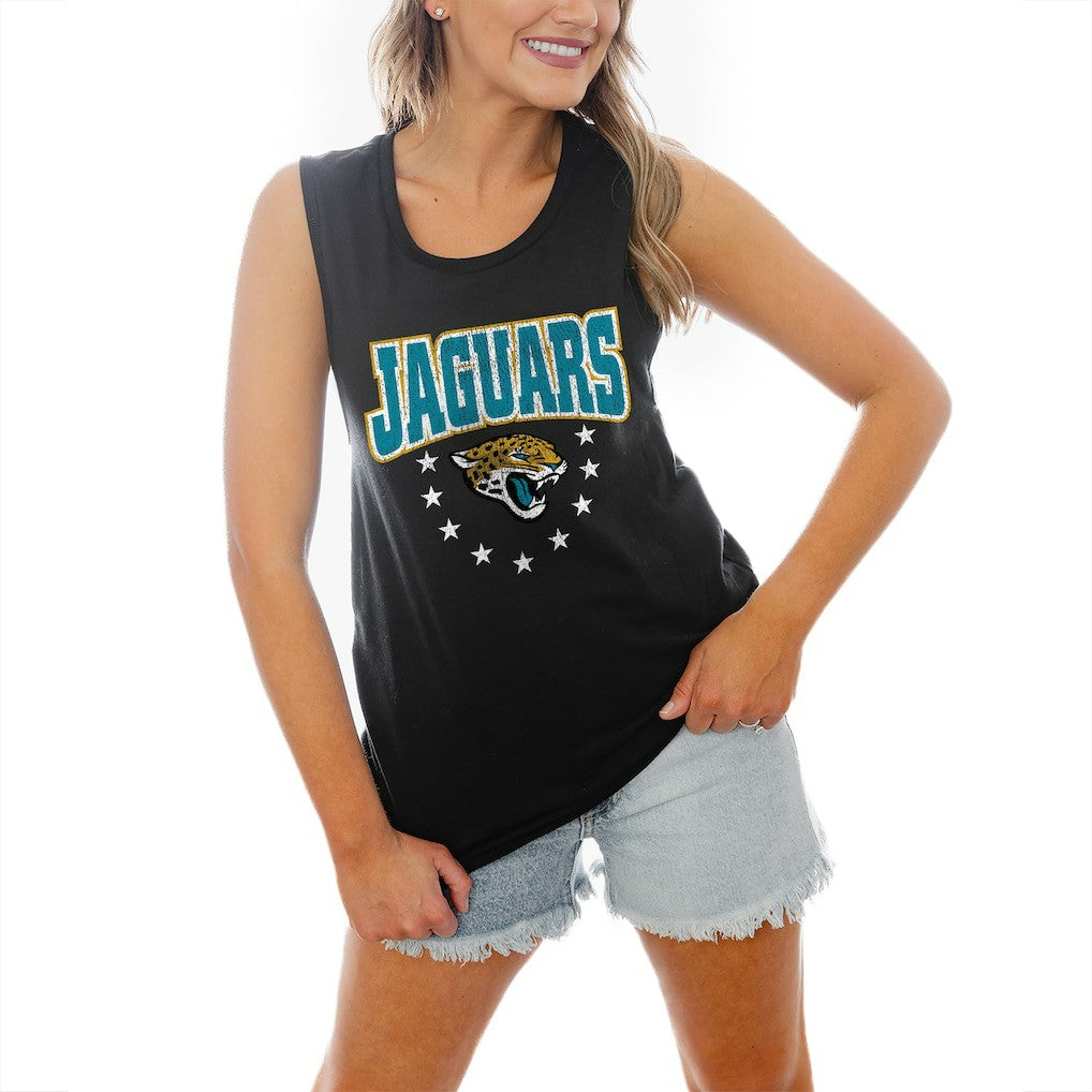 Jacksonville Jaguars Gameday Couture Women's Baby You're A Star Racerback Scoop Neck Tapered Tank Top Black
