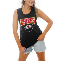 Kansas City Chiefs Gameday Couture Women's Baby You're A Star Racerback Scoop Neck Tapered Tank Top Black