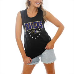 Baltimore Ravens Gameday Couture Women's Baby You're A Star Racerback Scoop Neck Tapered Tank Top Black