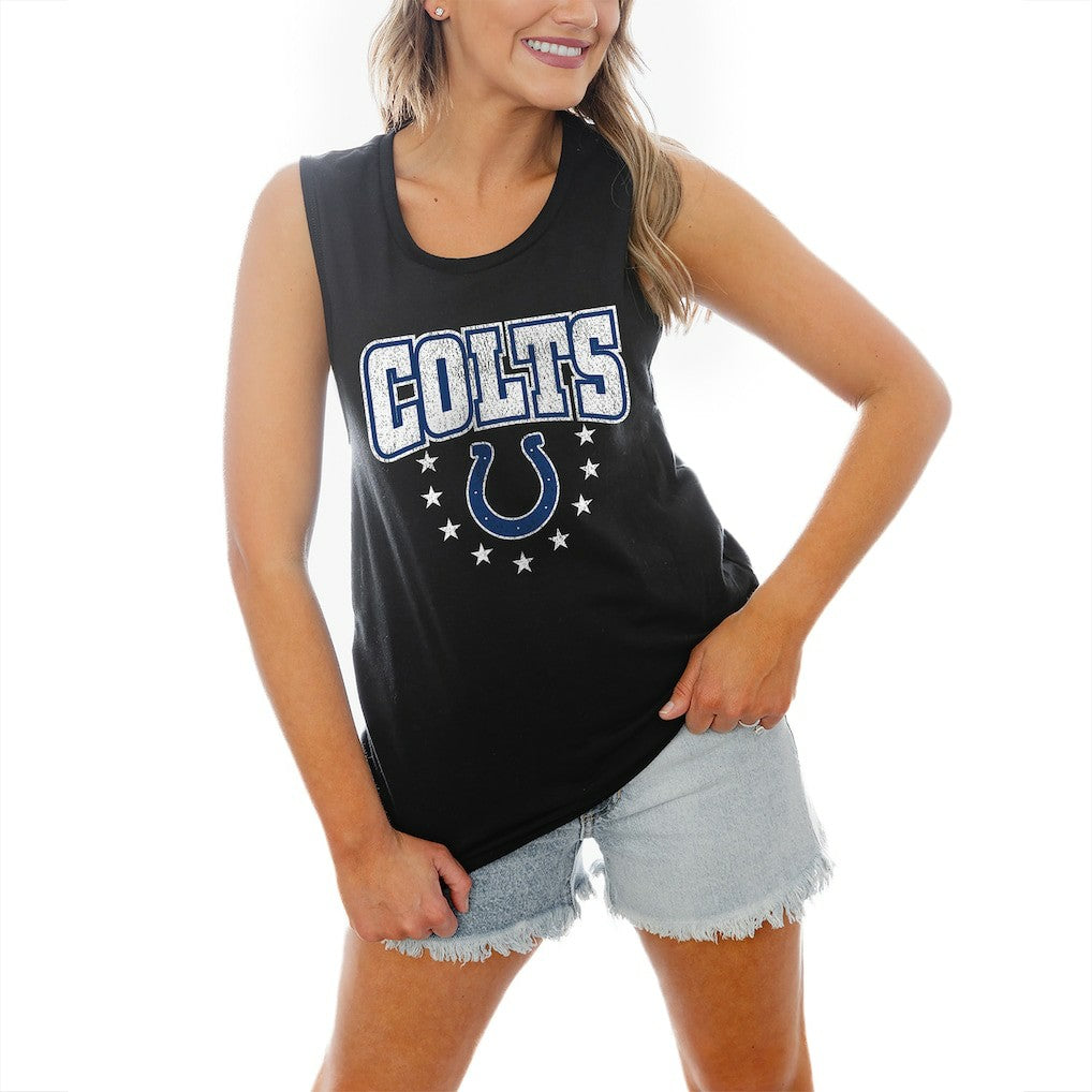 Indianapolis Colts Gameday Couture Women's Baby You're A Star Racerback Scoop Neck Tapered Tank Top Black