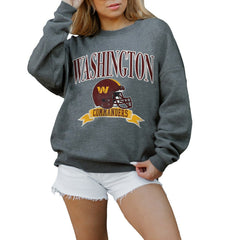 Washington Commanders Gameday Couture Women's Oversized Seal The Deal Premium Fleece Drop Shoulder Pullover Sweatshirt Charcoal