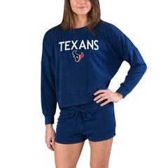 Houston Texans Concepts Sport Women's Gather Long Sleeve Top & Shorts Set Navy