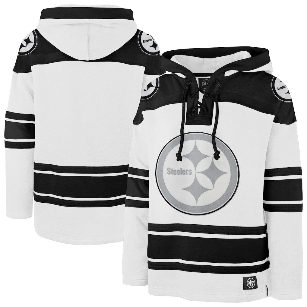 Pittsburgh Steelers '47 After Image Superior Lacer Pullover Hoodie White