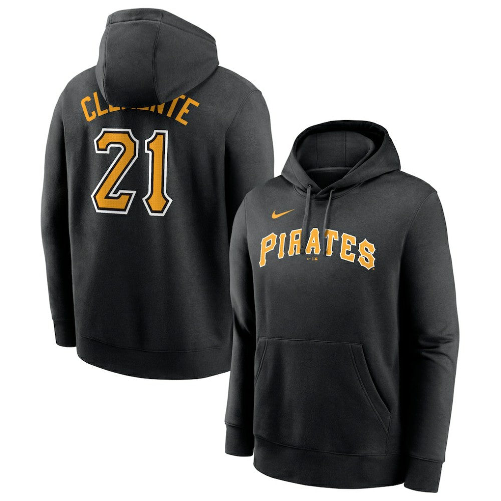 Roberto Clemente Pittsburgh Pirates Nike Player Name & Number Club Pullover Hoodie - Black Hoodies