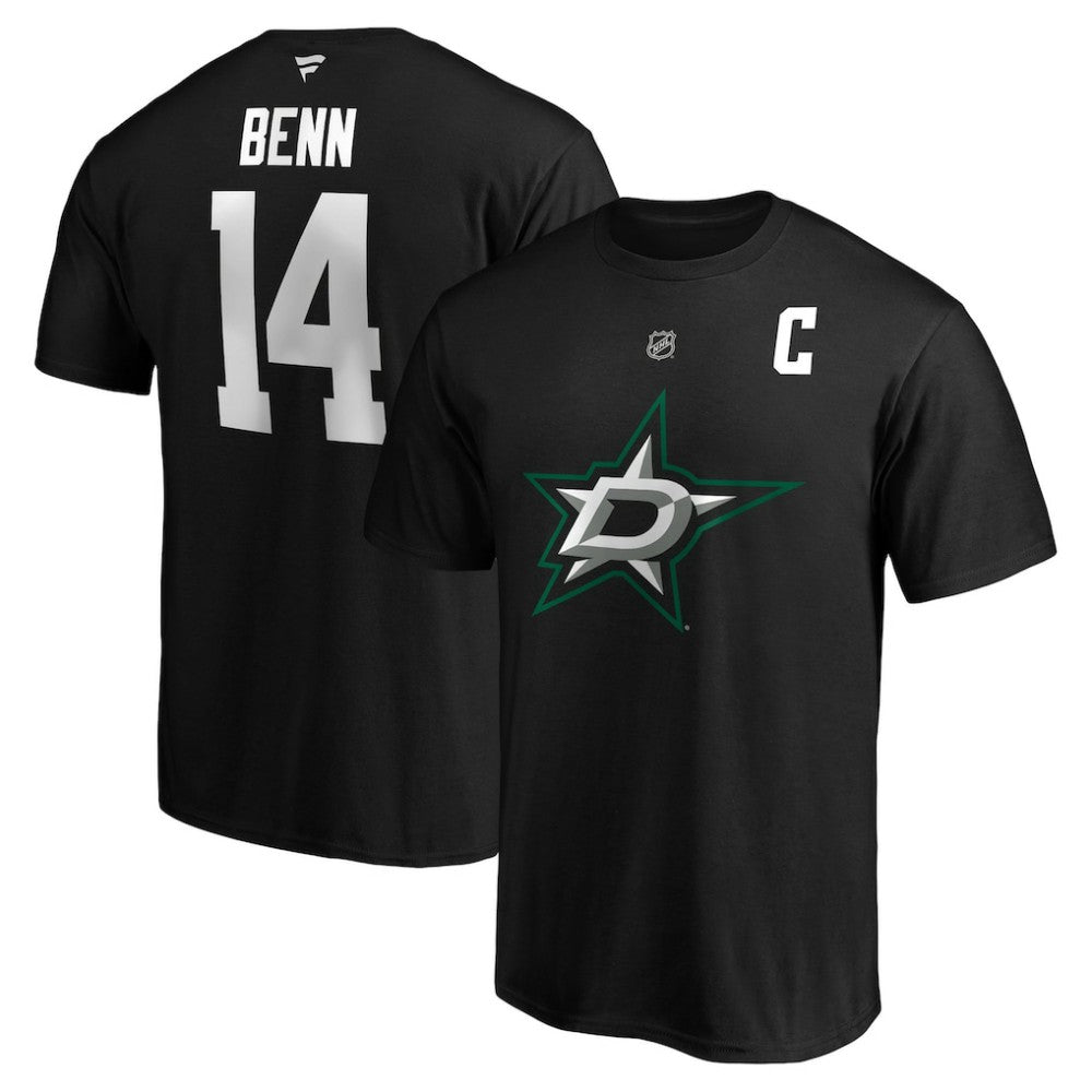 NHL Jamie Benn Dallas Stars Fanatics Authentic Stack Name & Number T-Shirt - Black