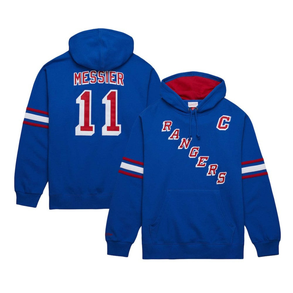 NHL Mark Messier New York Rangers Mitchell & Ness Name & Number Premium Pullover Hoodie - Blue