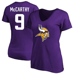 J.J. McCarthy Minnesota Vikings Women's Plus Size Fair Catch Name & Number Scoop Neck T-Shirt Purple