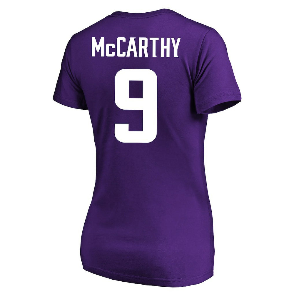 J.J. McCarthy Minnesota Vikings Women's Plus Size Fair Catch Name & Number Scoop Neck T-Shirt Purple