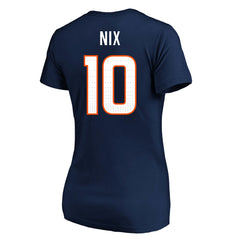 Bo Nix Denver Broncos Women's Plus Size Name & Number V-Neck T-Shirt Navy