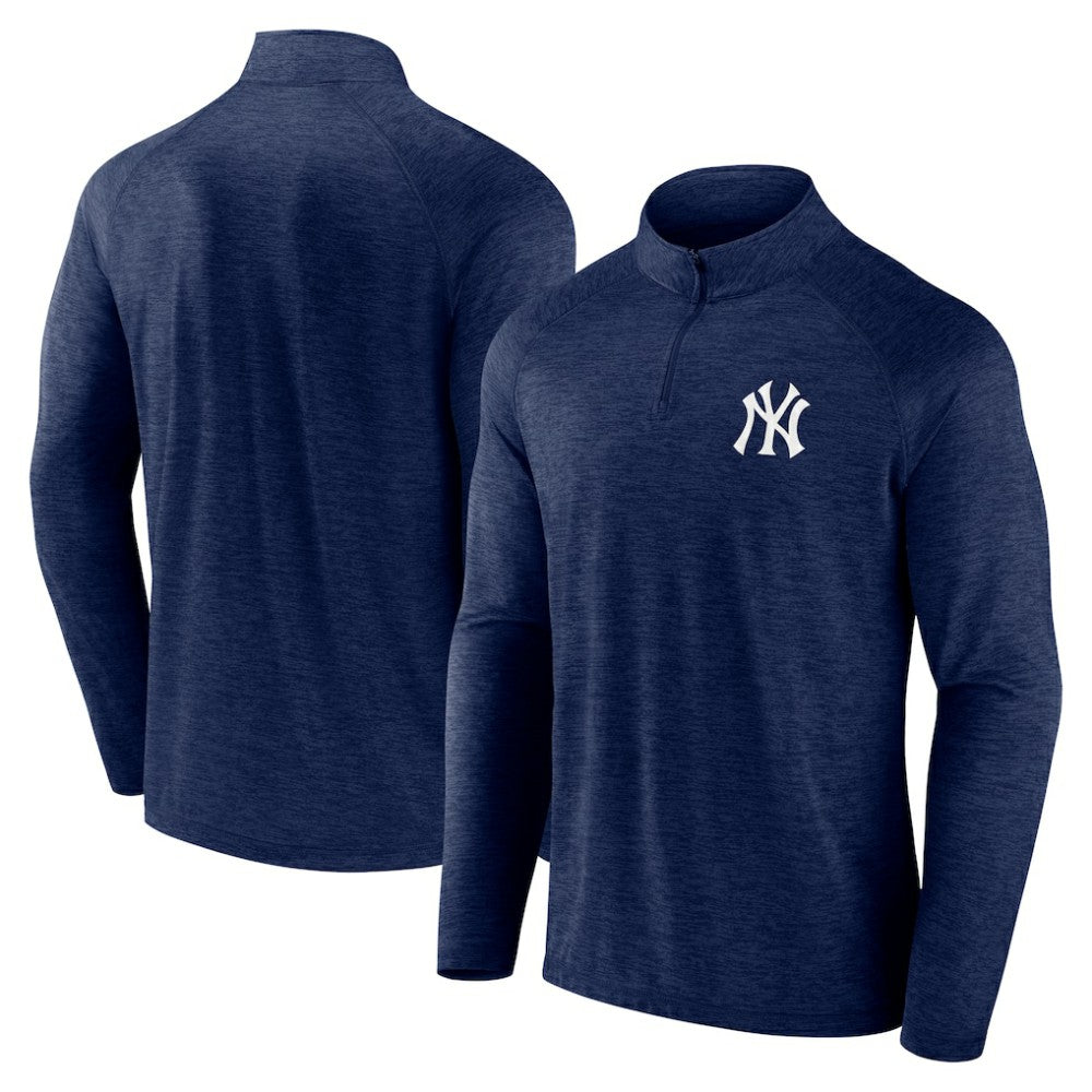 New York Yankees Fanatics Head-to-Head Raglan Quarter-Zip Jacket - Navy Jackets