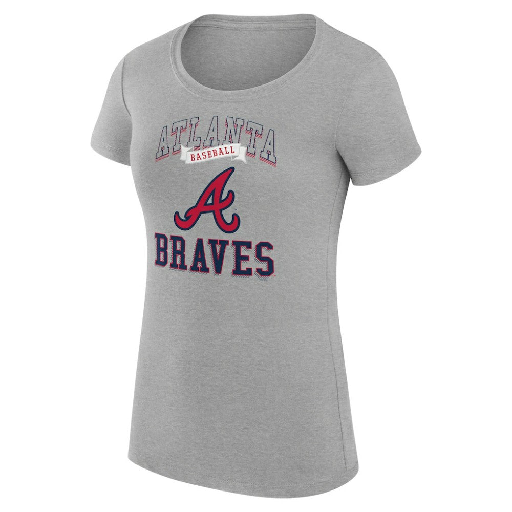 Atlanta Braves G-III 4Her by Carl Banks Women's Super-Slim Fit Lightweight Team Logo Graphic T-Shirt - Heather Gray T-shirts