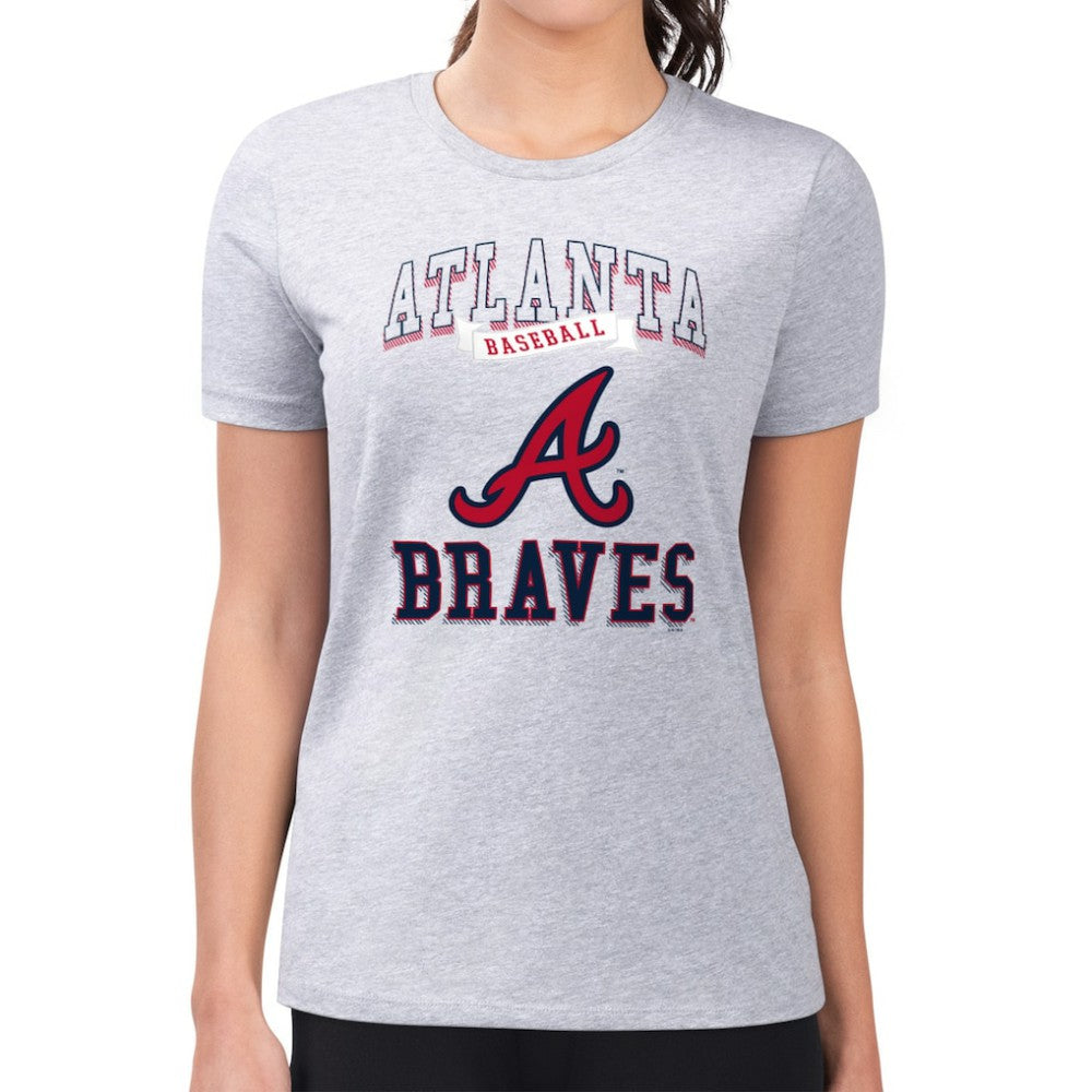 Atlanta Braves G-III 4Her by Carl Banks Women's Super-Slim Fit Lightweight Team Logo Graphic T-Shirt - Heather Gray T-shirts